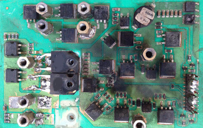 поломка в схеме сварочного полуавтомата сгоревшие элементы платы