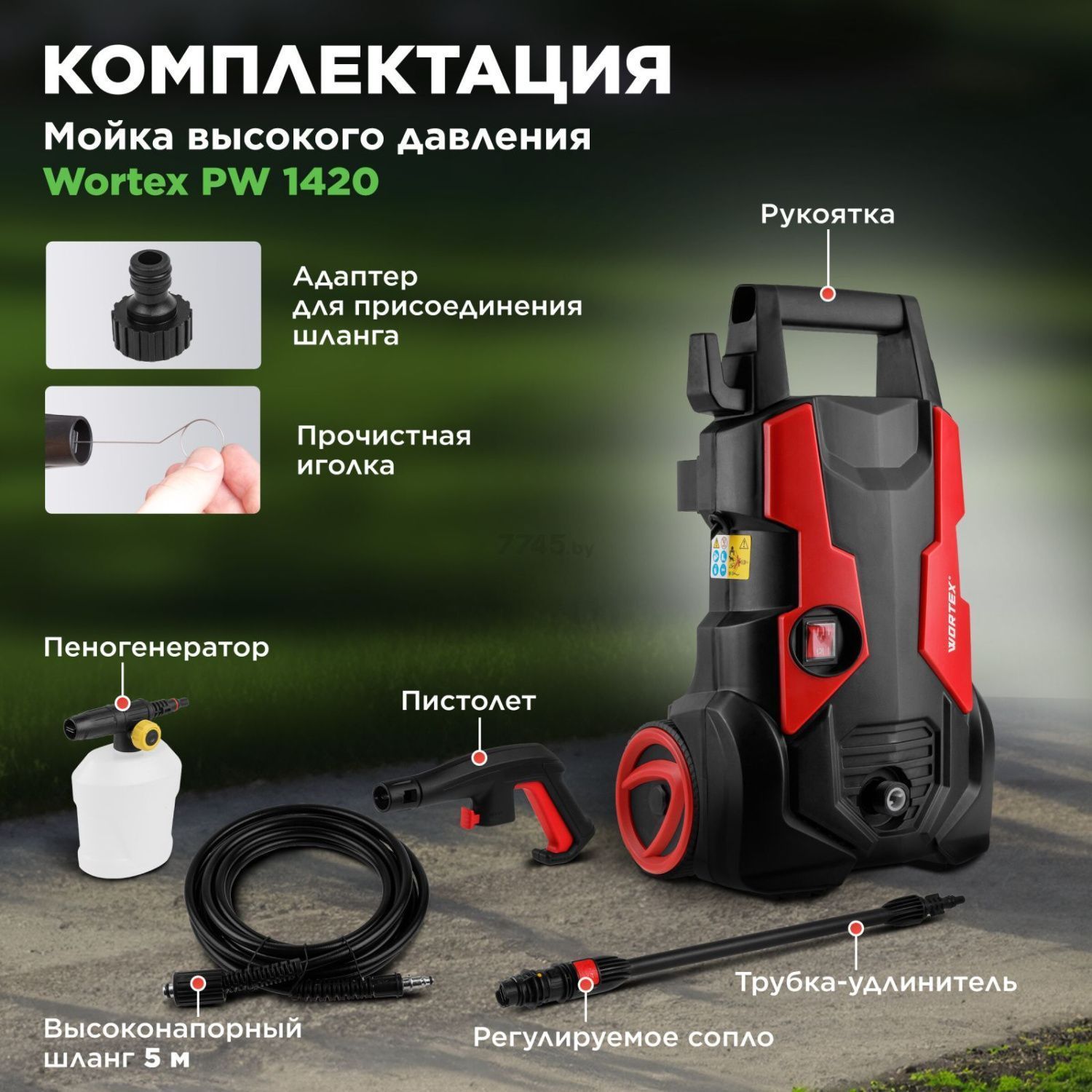 вид модели мойка высокого давления wortex pw 1420