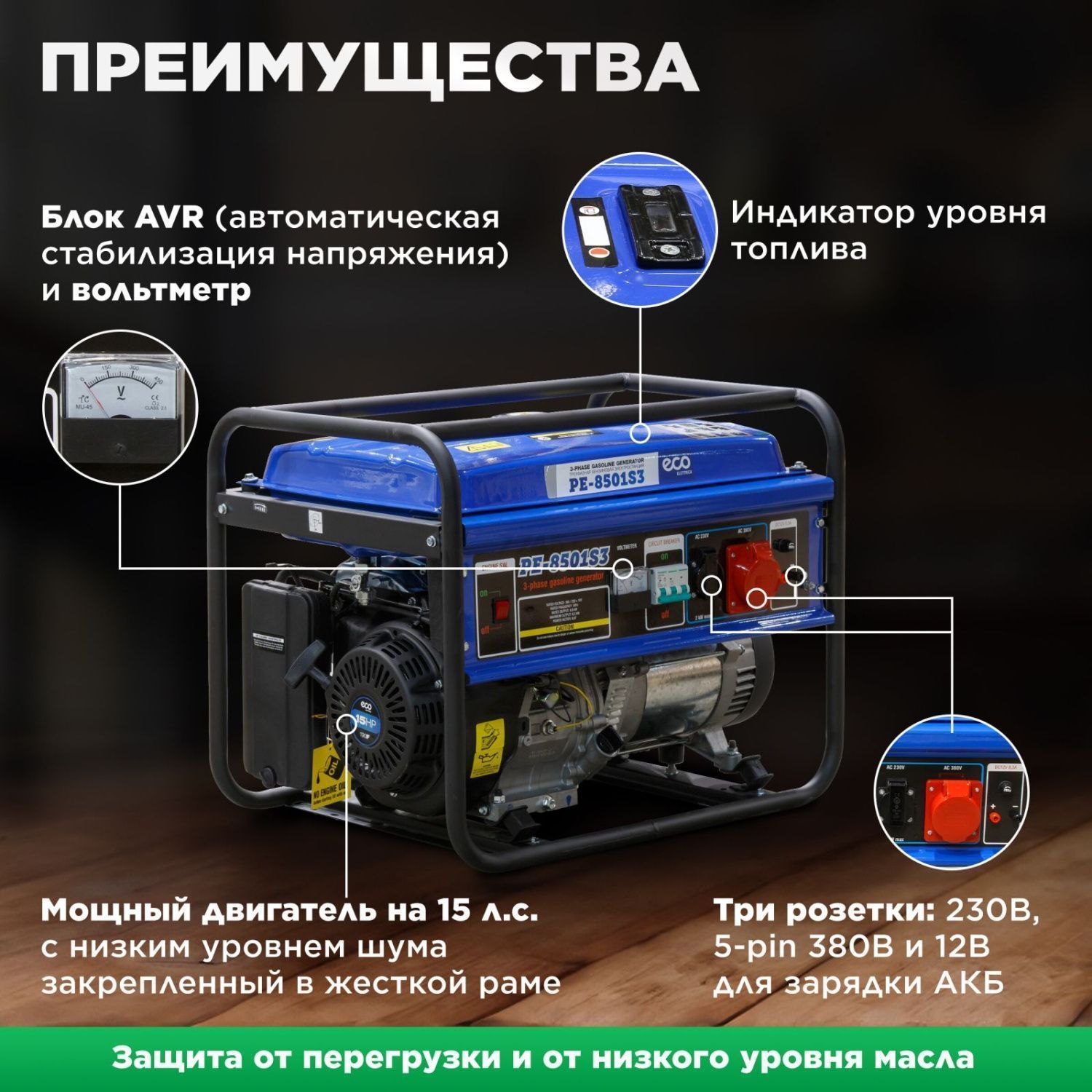 вид модели бензогенератор eco pe-8501s3
