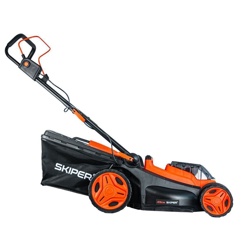 вид модели газонокосилка аккумуляторная skiper kw430 с акб и зу