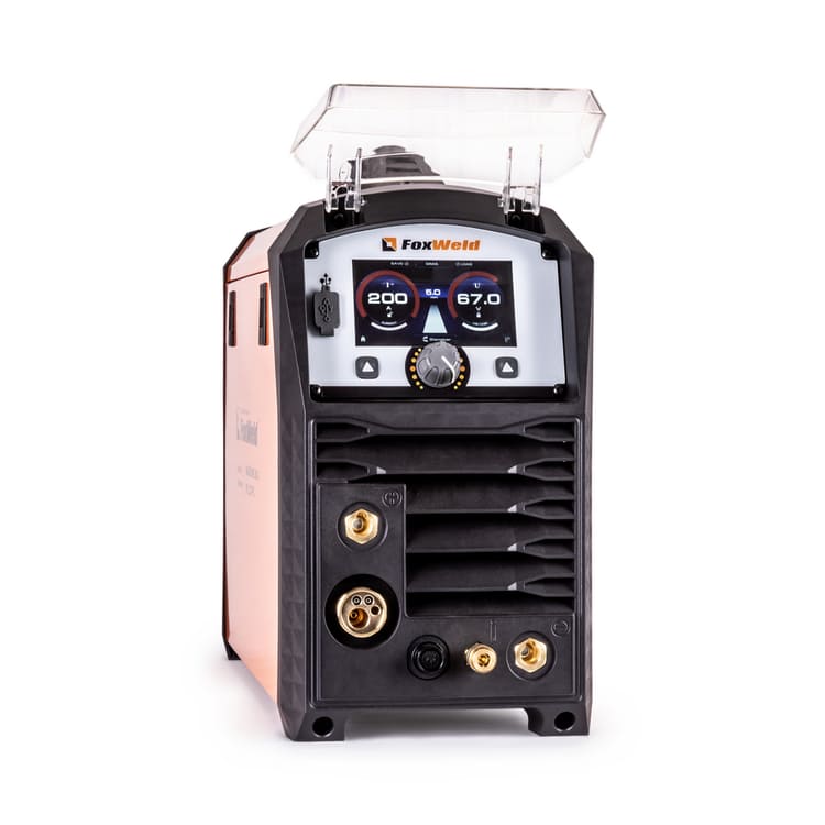 общий вид модели сварочный полуавтомат foxweld saggio mig 200-s dp lcd pfc