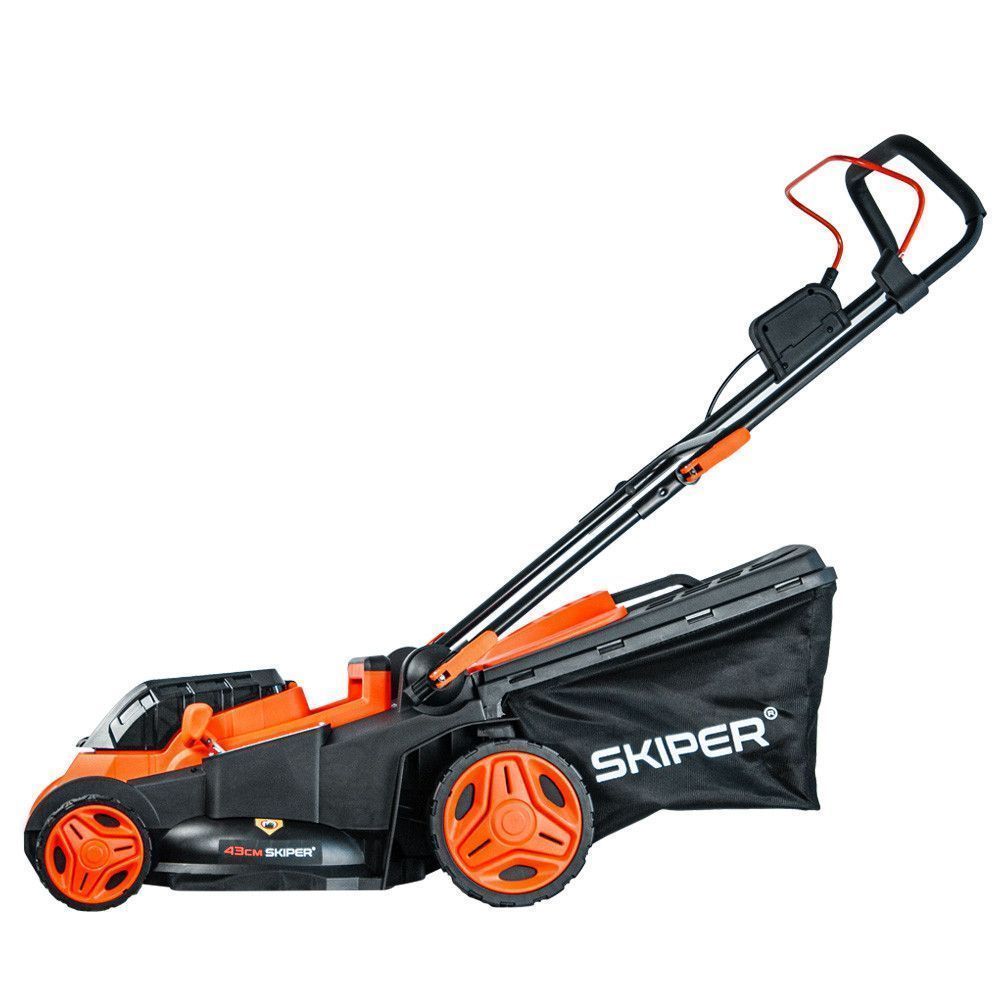 вид модели газонокосилка аккумуляторная skiper kw430 с акб и зу