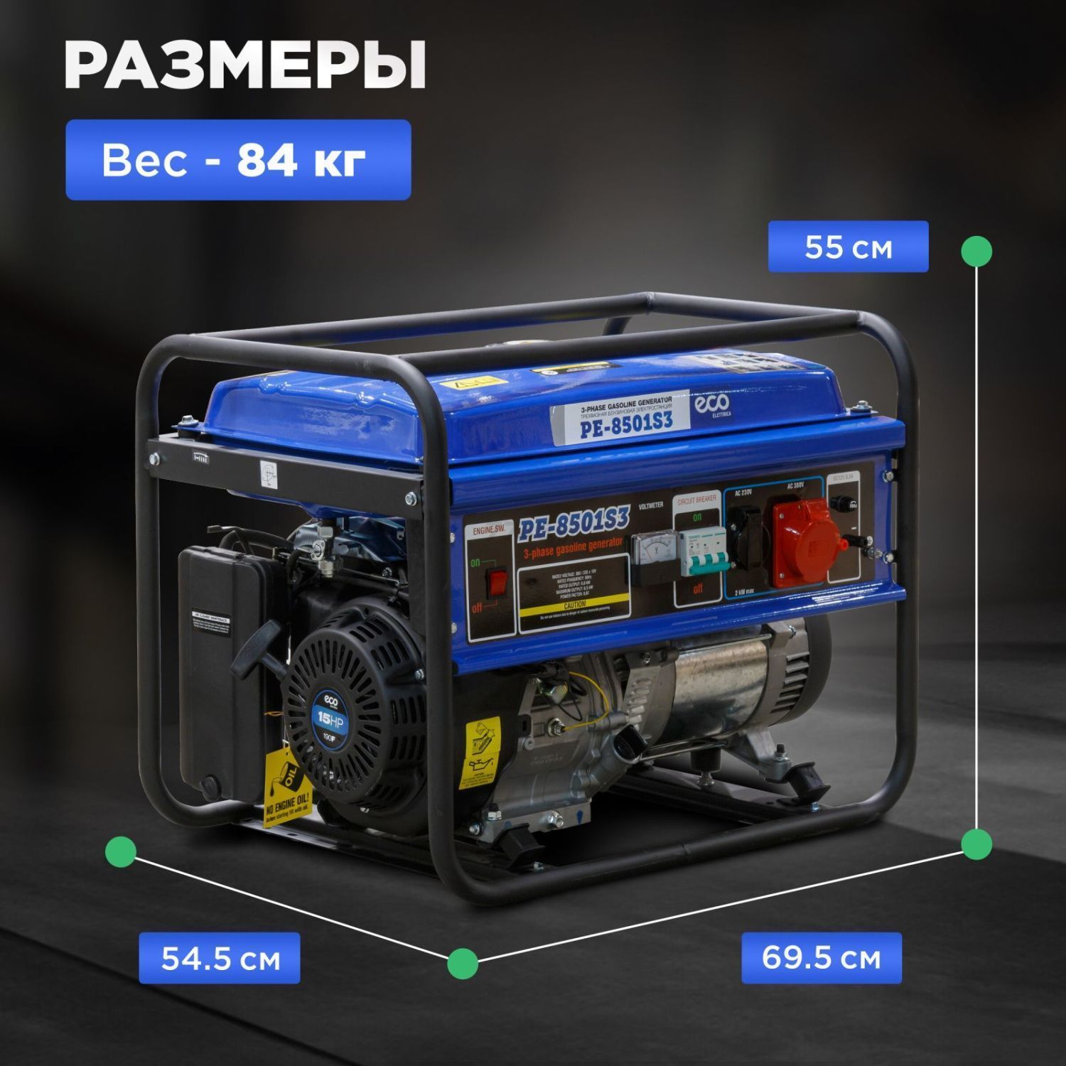 вид модели бензогенератор eco pe-8501s3