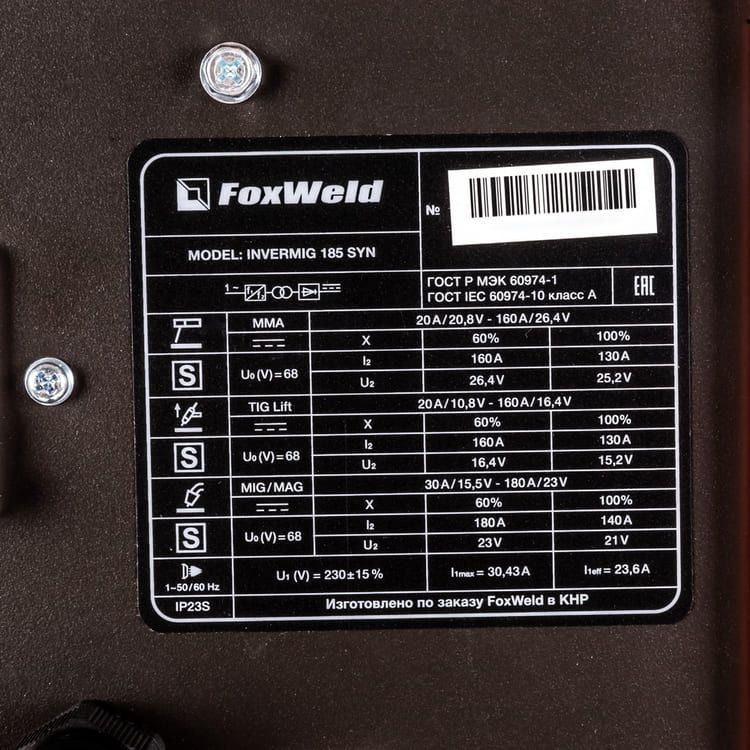 вид модели сварочный полуавтомат foxweld invermig 185 syn