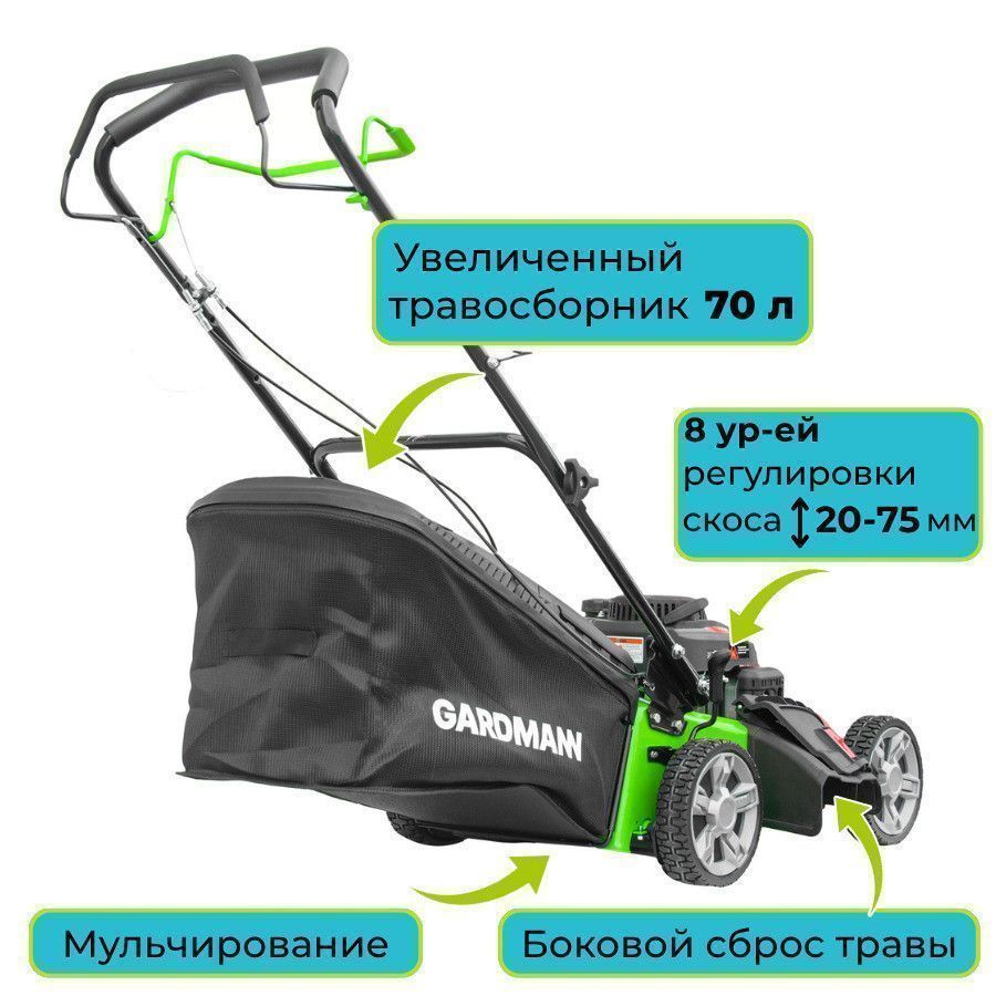 вид модели газонокосилка бензиновая gardmann gml-465 sm