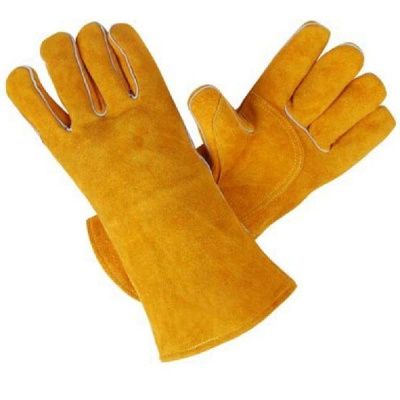 общий вид модели перчатки кожаные (спилковые) на подкладке, длина 35 см, размер 14