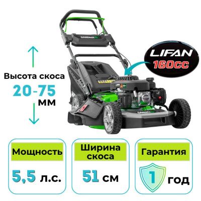 вид модели газонокосилка бензиновая gardmann gml-515 sm